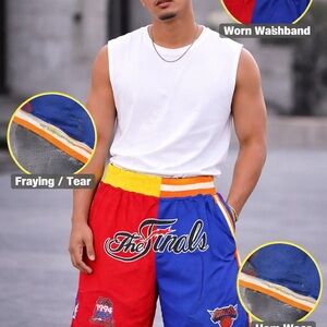 Just Don NBA Finals 1994 Split Shorts Knicks Rockets Mesh Basketball